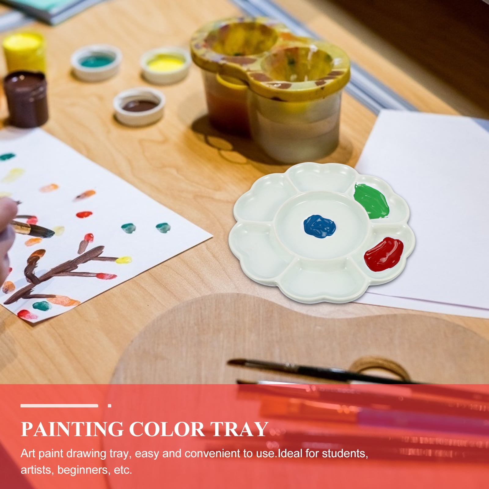 Hemoton Ceramic Color Palette Tray with for Watercolor Painting and Pigment Mixing - 1 Piece