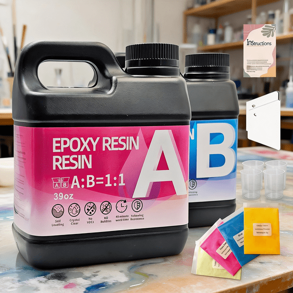 78oz High-Transparency Epoxy Resin With Four-Color Luminous Powder - Makes Works Shine Brightly, Bubble-Free, Self-Leveling, Beginner-Friendly