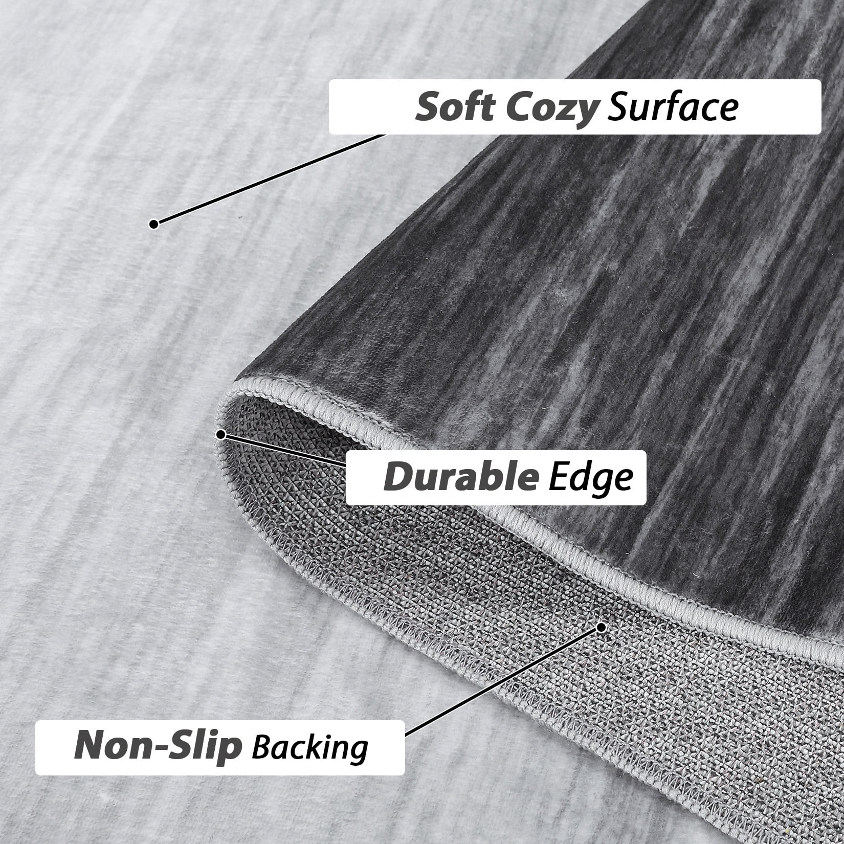Hasoo 4' x 6' Gray Modern Abstract Area Rug for Living Room Non-Slip Washable Indoor Home Decor Carpet