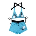 thumbnail image 4 of 2 Piece Y2k Halter Bikini Sets Vintage Y2k Floral Swimsuit Beach Sets (Blue M), 4 of 5
