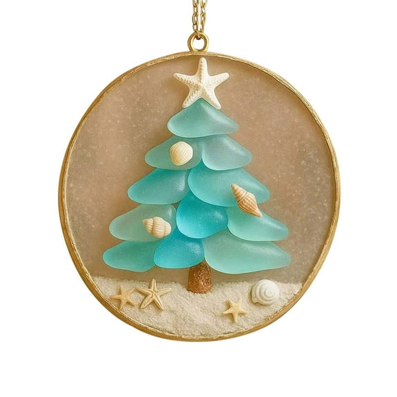 Coastal Sea Glass Hanging Ornament Beach Themed Holiday Pendant For Family Gatherings Ocean Charm Decor For Coastal Home And Interior Wall
