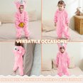 thumbnail image 3 of Sewkxo Toddlers Bear Costume Cosplay Rompers Flannel Fuzzy Fall Winter Hooded Jumpsuits,Pink 70, 3 of 6