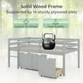 thumbnail image 4 of Yardi Yard Twin Size Low Loft Bed with 3 Drawers with Ladder and Full-length Guardrails-Gray, Bed Frame, 4 of 6