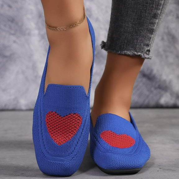 Women's Comfortable Flat Shoes - Round Toe Classic Cute Buckle Slip on Ballet Flats for Dressy Casual Office Work Wedding Comfort Soft Blue 7