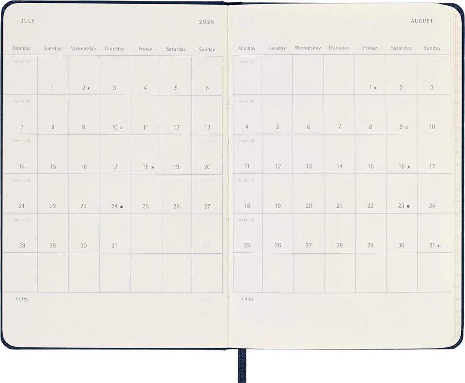 Sapphire Blue 2025 Moleskine Weekly Planner Notebook With Customizable Stickers