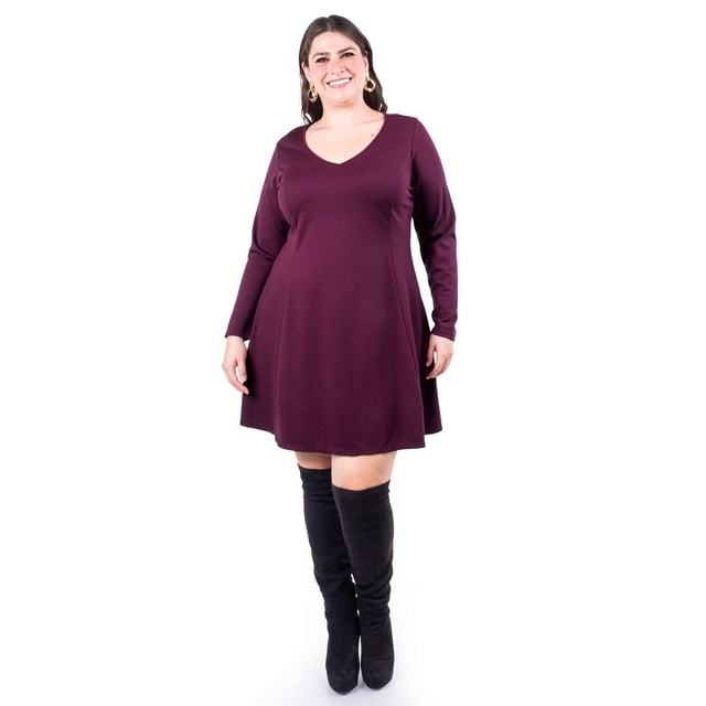 Vestido corte A Roman Fashion /Tallas Extras, 11578 (Vino) vino 42