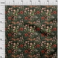 thumbnail image 3 of oneOone Georgette Viscose Olive Green Fabric Floral Retro Sewing Material Print Fabric By The Yard 42 Inch Wide, 3 of 5