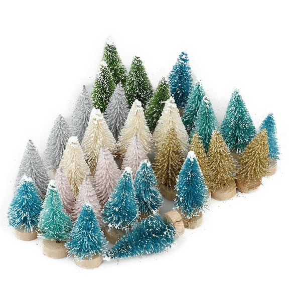 33 Pcs Mini Christmas Tree Sisal Snow Pine Tree Building Tree Winter Snow Christmas Ornaments
