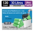 thumbnail image 1 of Bolsas de basura con cordón, 8 galones, sin aroma, ultra fuerte, 120 unidades, 1 of 6