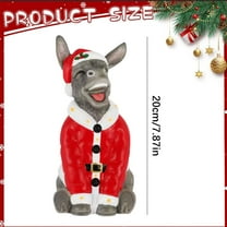 PuSpu Christmas Donkey 2025 8in Santa Resin Statue Christmas Indoor Decoration