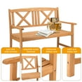 thumbnail image 4 of Zimtown 46 in Outdoor Wood Garden Bench with Armrest for 2 Person, Wooden Bench w/ Armrest and Backrest, 4 of 7