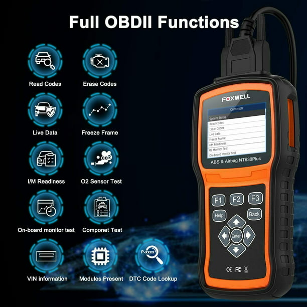 FOXWELL NT630 Plus ABS SRS SAS Code Reader Scan Tool OBD2 Scanner, ABS Auto Bleed Diagnostic Tool with ABS Airbag Light Reset Tool SAS Calibration - Walmart.com