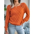 thumbnail image 6 of Women'S Casual Knitted Pullover Sweaters Long Sleeve Crew Neck Jumper Tops Orange XXL, 6 of 9