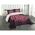 thumbnail image 3 of Ambesonne Live Laugh Love Quilted Bedspread Set 3 Pcs, Bokeh Hearts, King Size, Salmon Dark Purple Red, 3 of 5