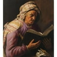 thumbnail image 2 of Jan Lievens 12x13 Black Ornate Wood Framed Double Matted Museum Art Print Titled: Old Woman Reading (1626 - 1633), 2 of 5