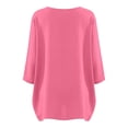 thumbnail image 4 of Huowey Oversized Tshirts For Women Solid Color Stylish 3/4 Sleeve Crewneck Lightweight Long Shirt With Pockets Breathable Ruffles Loose Fit Casual Fashionable Summer Tunic Tops,Red,S, 4 of 5