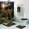 thumbnail image 1 of EREHome King Arthur Camelot Legend Myth in England Ireland Fields Invincible Sword 5 Piece Bathroom Set Shower Curtain Bath Towel Bath Rug Contour Mat and Toilet Lid Cover, 1 of 2