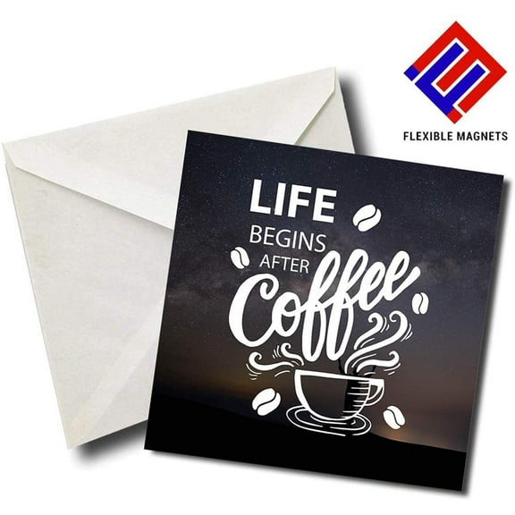 Life Begins After Coffee - Inspirational Quote Magnet for refrigerator. Great Gift! By Flexible Magnets