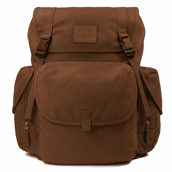 ASR Outdoor 30L Heavy Stitch Gold Panning Backpack Camping Canvas Rucksack, Brown