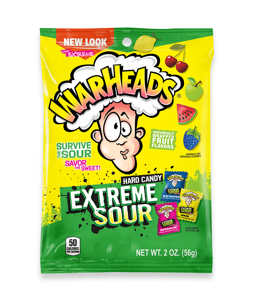Warheads Extreme Sour Hard Candy Assorted Flavors 12 Packs of 2 Oz