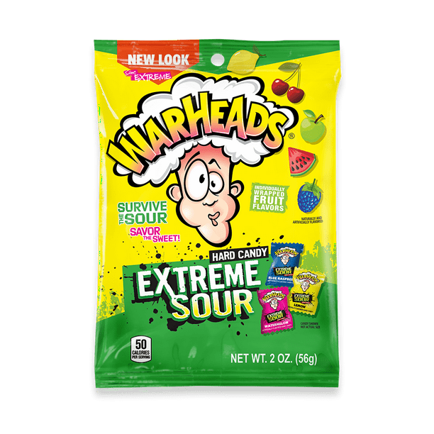 Warheads Extreme Sour Hard Candy Assorted Flavors 12 Packs of 2 Oz