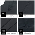 thumbnail image 3 of HISDERN Men's Suit Vest Lightweight Slim Fit Dress Vests Formal Waistcoat for Gentleman Dark Grey, 3 of 8