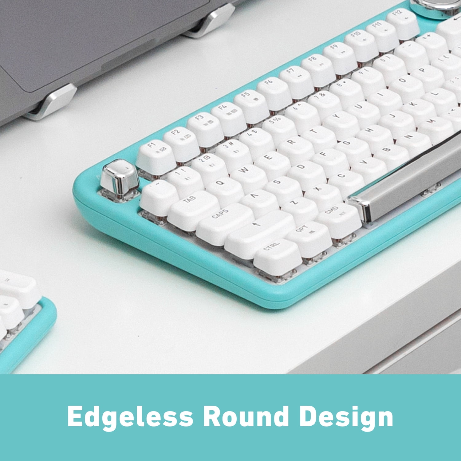 Azio IZO Bluetooth and USB Mechanical Computer Keyboard with Red Switches (Mint Daisy), IK409