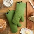 thumbnail image 2 of KITCHENAID Gourmet Series Gridlines Oven Mitts 2-Pack Set, Heat Resistant up to 600°F, Soft Silicone Grip, Magnetic Cuff, Matcha Green, 7"x14", 2 of 7