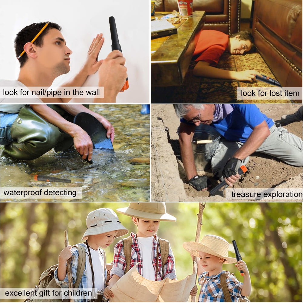 Metal Detector Pinpointer, IP68 Fully Waterproof Handheld Pin Pointer Wand with 360° Search, 3 Modes (Vibration/Buzzer), High Accuracy Treasure Hunting Tool with Belt Holster for Adults & Kids