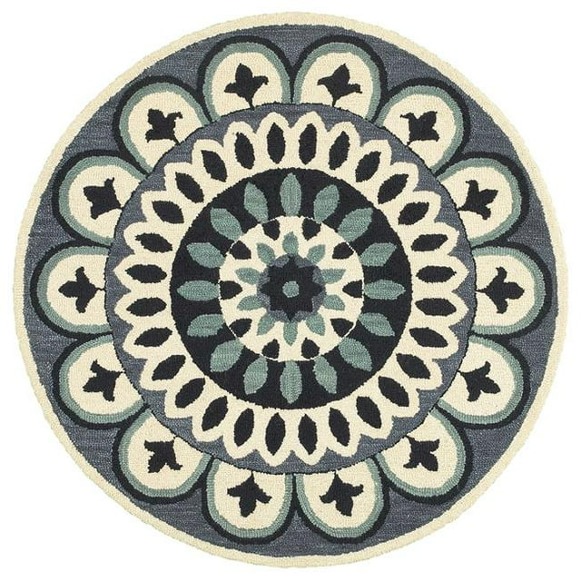 LR Resources DAZZL54053NAV40RD Tapis Rond de 4 Pieds d'Éblouissement&44; Marine