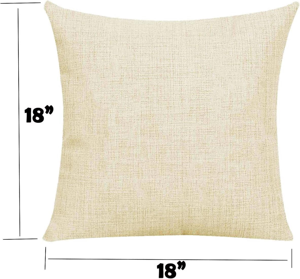 4 Count 100% Polyester Linen Canvas Sublimation Blank 18"x18" Throw Pillow Case Cushion Cover Decor DIY Bulk Heat Press Printing