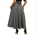 thumbnail image 2 of New Vintage Fashion Elegant Women Stretch High Waist Plain Skater Flared Pleated Long Smooth Skirt Summer Dress, 2 of 2