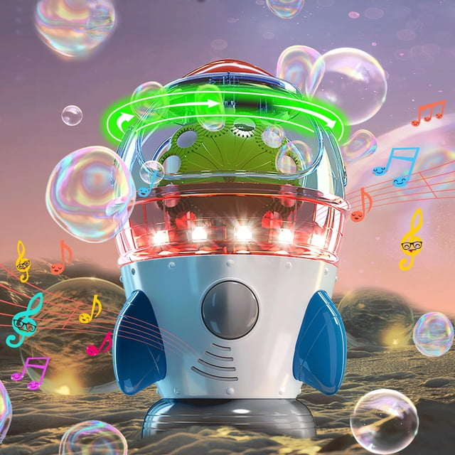 Máquina de burbujas Make Kids Smile Rocket con luces y música