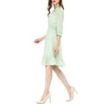thumbnail image 5 of MODA NOVA Juniors Layered Ruffle Hem 3/4 Sleeves Smocked A-Line Chiffon Dress, 5 of 7