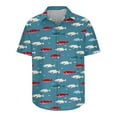 thumbnail image 5 of SGFCWSX Mens Hawaiian Shirt Printed Short Sleeve Button Up Casual Tropical Beach Shirt for Summer Vacation Blue Size 2XL, 5 of 7