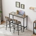 thumbnail image 6 of Set of 2 Bar Table and Chair, Kitchen Dinning Table Set with 2 Soft PU Backrest Stools, Counter Pub High Top Console for Kitchen, Pub, Small Space, 6 of 16