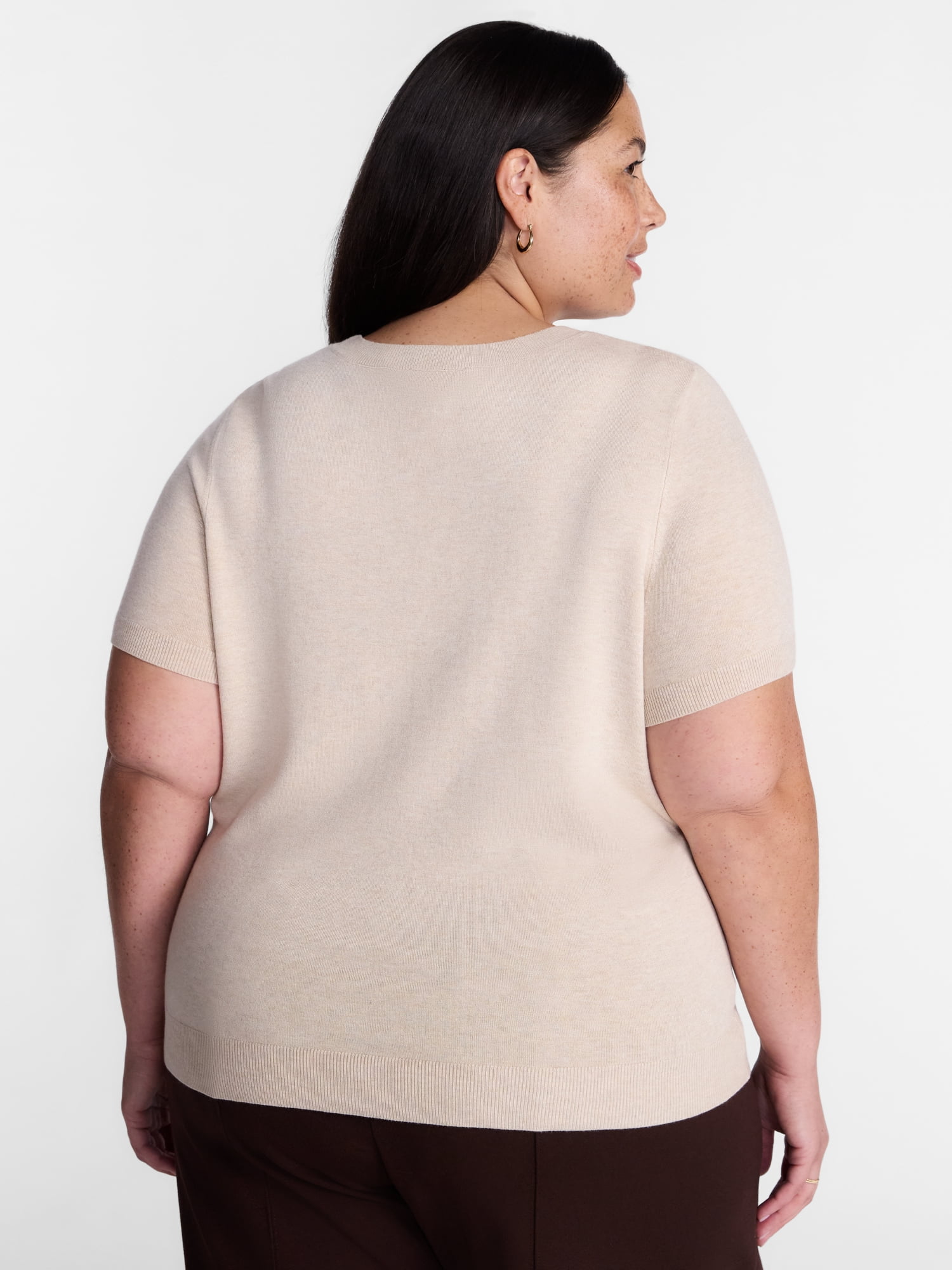 Terra & Sky Women's Plus Sweater Top with Short Sleeves, Lightweight, Sizes 0X-5X