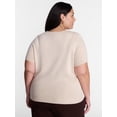 thumbnail image 3 of Terra & Sky Women's Plus Sweater Top with Short Sleeves, Lightweight, Sizes 0X-5X, 3 of 6