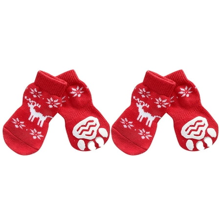 

Pet Anti-Slip Dog Socks 4-Piece Set Indoor With Clip Paw Protection Pet Shoes Non-slip Four Seasons Breathable Soft