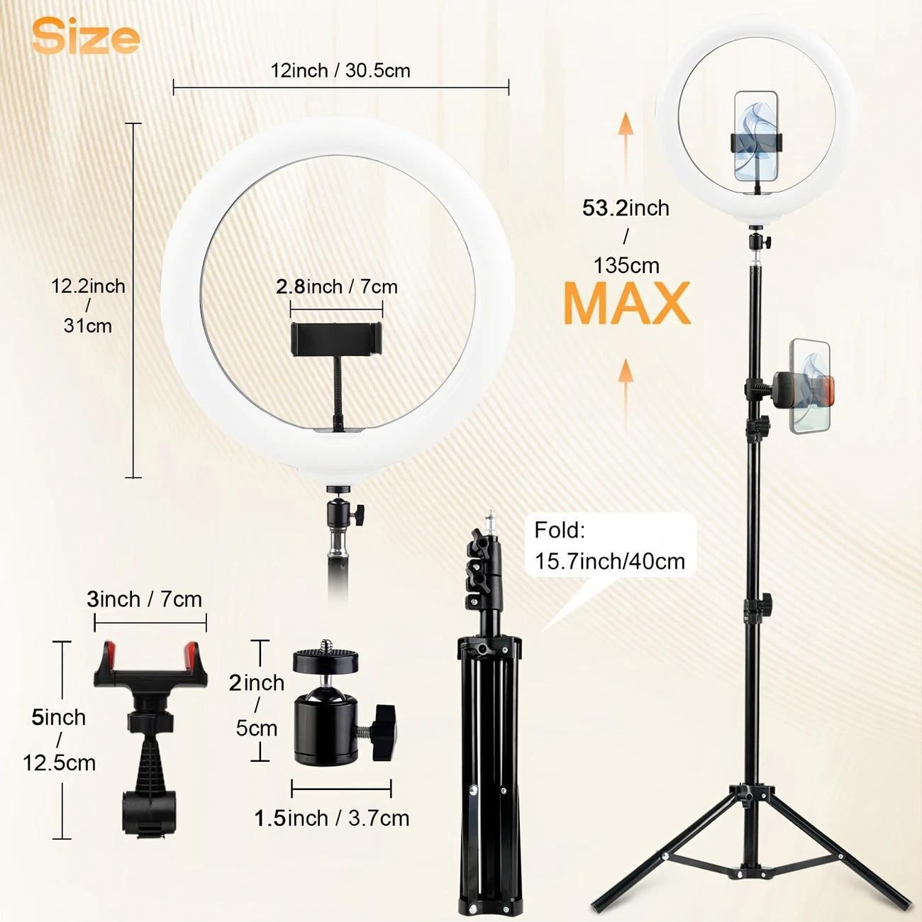 UEGOGO  12-Inch RGB Selfie Ring Light - 43.3-Inch Tripod and  Ideal for Photography Studios, Video Recording, Live Streaming, Gaming Streams, and More