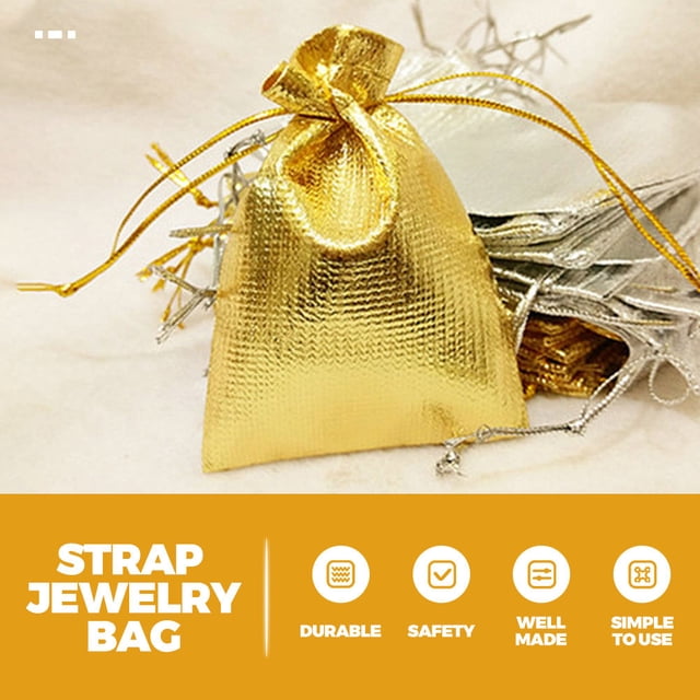 FOMIYES 100Ud Bolsas Con Cordón Doradas Para Joyería Y Paquetes Pequeños En Fiestas