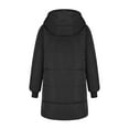 thumbnail image 4 of Cavosen Womens Puffer Coats and Jackets Plus Size Black Warm Long Zipper Button Long Sleeve Winter Jacket with Hoodie Solid Color Coats with Pocket Comfortable Overcoat, 4 of 5