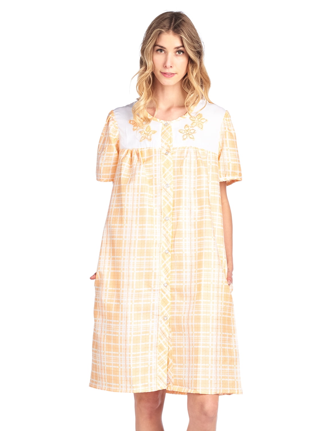 womens cotton snap front duster