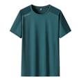 thumbnail image 4 of VgaVtl Mens T Shirts Summer Workout Short Sleeve Clothing for Men Running Leisure Solid Loose Green Pullover Tops, 4 of 8