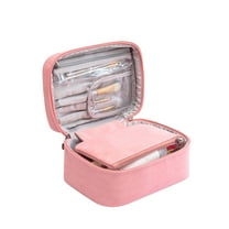 Leather Makeup Bag for Women Large Capacity Travel Cosmetic Organizer Portable Toiletry Wash Pouch