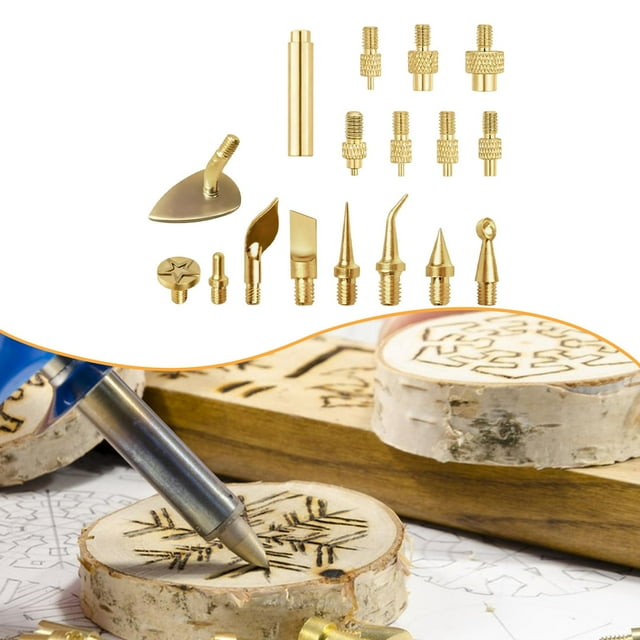 17 puntas de soldador de latón para impresora 3D, kit de alisado, accesorios de impresión 3D con adaptador, puntas de soldadura y cabezales de corte.