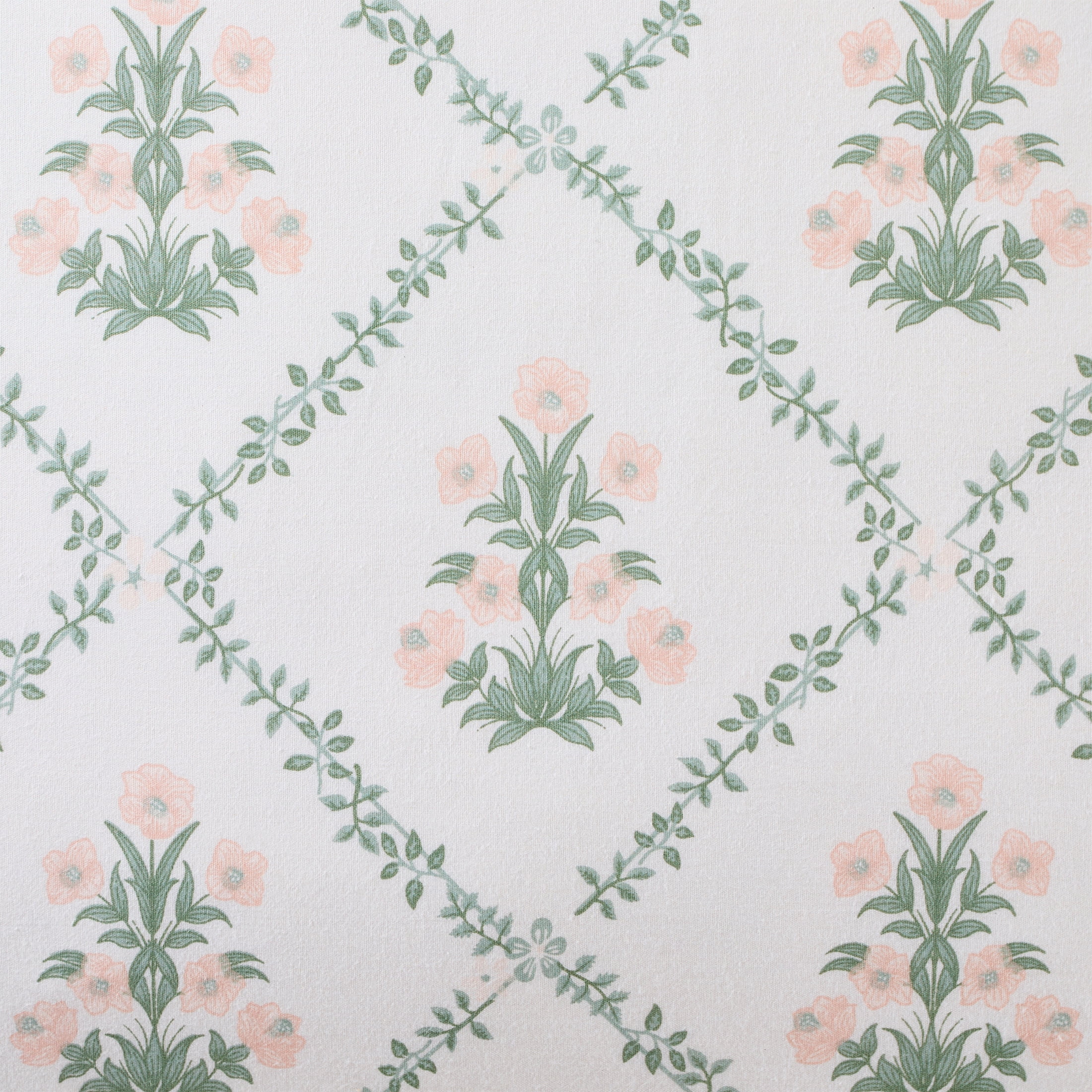 My Texas House Poppy Trellis 3-Piece Green/Pink Comforter Set, Full/Queen