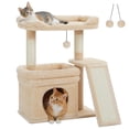 thumbnail image 2 of PEQULTI Small Cat Tree Tower for Indoor Cats Scratcher with Top Perch and Private Cat Condo Beige, 2 of 7