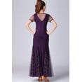 thumbnail image 4 of Whitewed Womens Long Flamenco Smooth Ballroom Dance Dancer Party Performance Wear Purple, 4 of 6