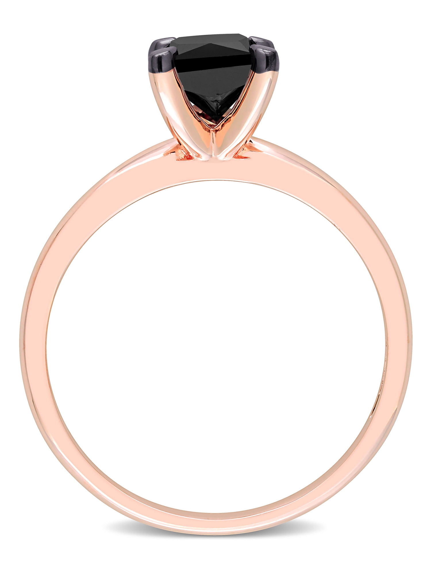 1 Carat T.W. Black Diamond 14kt Rose Gold Square Black Rhodium Plated Solitaire Engagement Ring